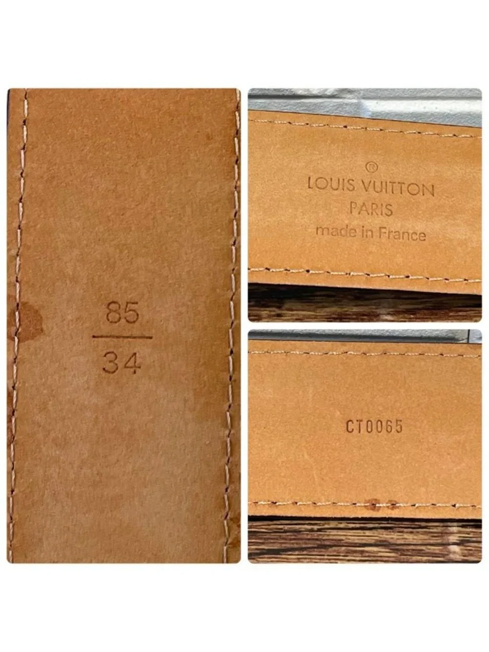 Louis Vuitton Monogram Leather Ceinture Belt Silver Brown